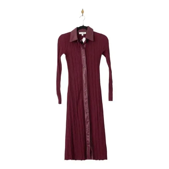Toccin Variegated Rib Knit Leather Combo Dress in Red Size XS - threedaughtersproperties.com Toccin Variegated Rib Knit Leather Combo Dress in Red Size XS - threedaughtersproperties.com